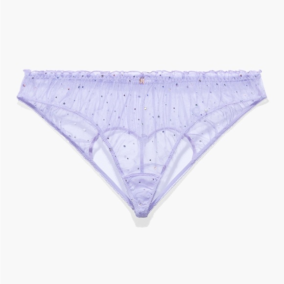 Savage X Fenty PURPLE LAVENDER SPARKLE PUFF BRALETTE & CUT-OUT BIKINI Panty Set - Picture 7 of 15